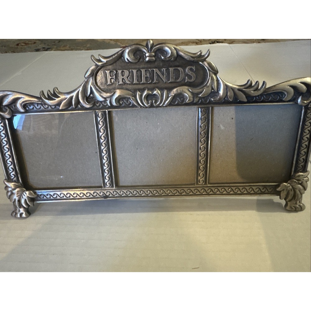 Vintage Friends 2.5" X‎ 2.5" Triple Heart Picture Frame Silver Pewter